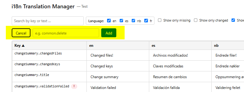 Adding new translation keys